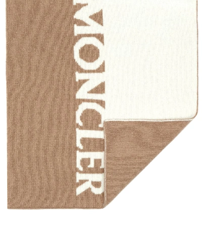 Shop Moncler Logo Wool And Cashmere Scarf In Multicoloured