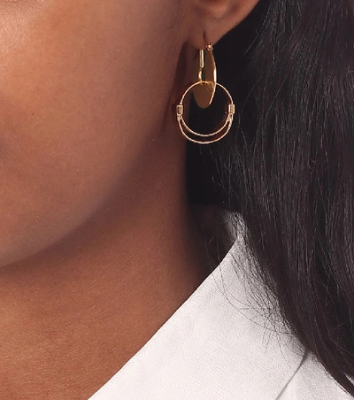 Shop Jil Sander Double Hoop Earrings In Gold