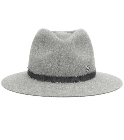 Shop Maison Michel Rico Felt Fedora In Grey