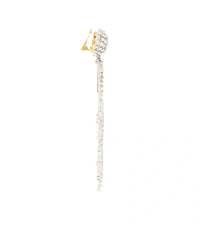 Shop Oscar De La Renta Crystal Clip-on Earrings In Silver
