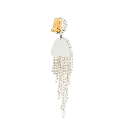 Shop Oscar De La Renta Crystal Clip-on Earrings In Silver