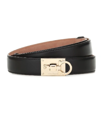 Shop Ferragamo Studio Leather Belt In Black