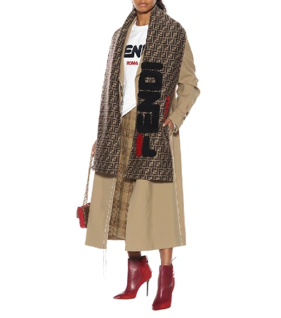 Shop Fendi Mania Wool And Silk Scarf In Multicoloured