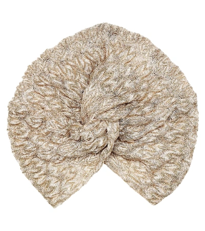Shop Missoni Knitted Turban In Gold