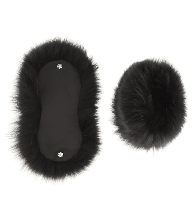 Shop Valentino Fur Cuffs In Black