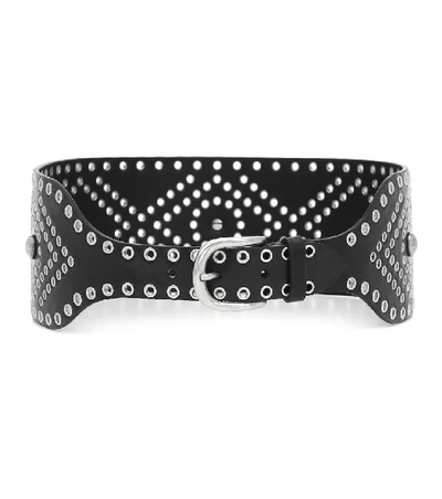 Shop Isabel Marant Woma Embellished Leather Belt In Black