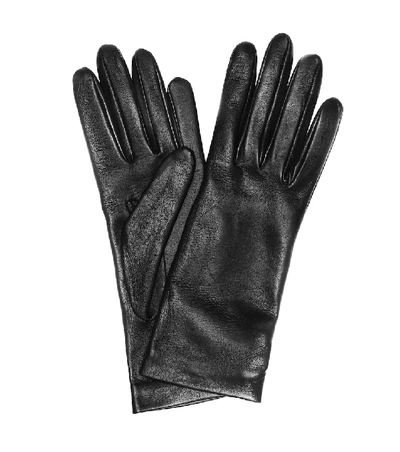 Shop Balenciaga Leather Gloves In Black