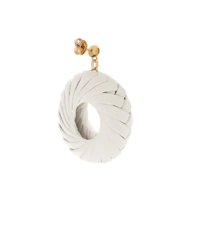 Shop Bottega Veneta Leather And Silver Earrings In White