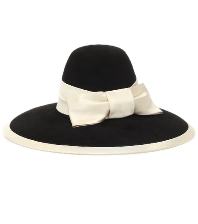 Shop Gucci Bow-embellished Felt Hat In Black