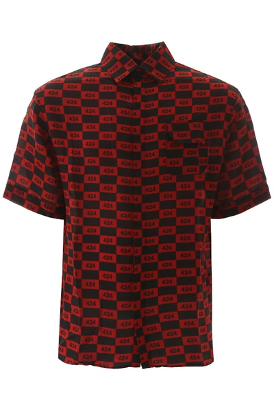 Shop 424 Short-sleeved Shirt In Red,black