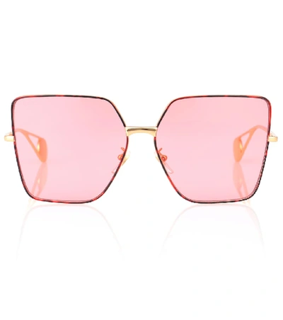 Shop Gucci Square Metal Sunglasses In Gold