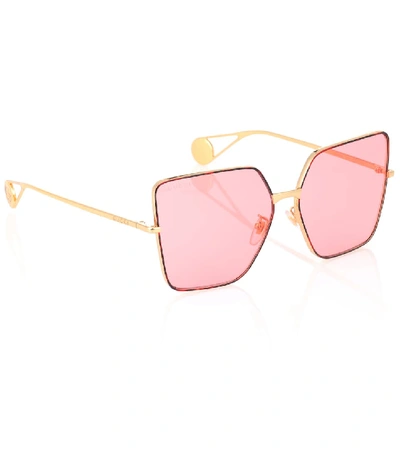 Shop Gucci Square Metal Sunglasses In Gold