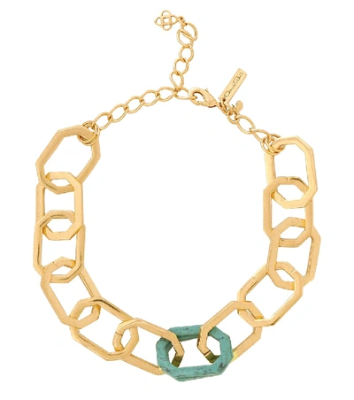 Shop Oscar De La Renta Octagonal Chain-link Necklace In Gold