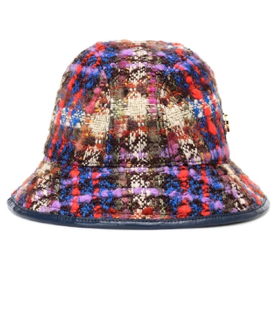 Shop Gucci Checked Wool-blend Bucket Hat In Multicoloured