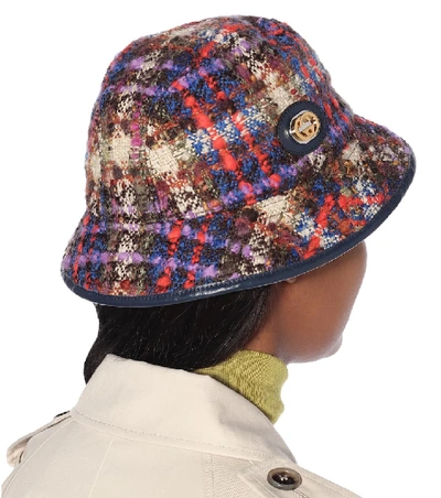Shop Gucci Checked Wool-blend Bucket Hat In Multicoloured