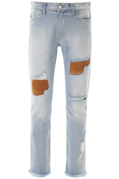 Shop 424 Jeans With Leather Patches In Blue