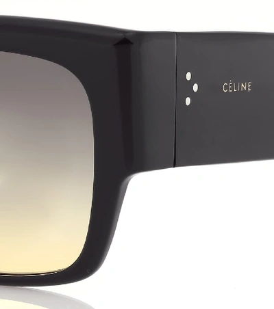 Shop Celine Rectangular Acetate Sunglasses In Black