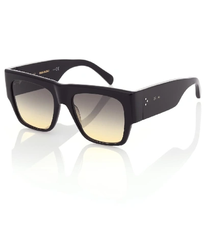 Shop Celine Rectangular Acetate Sunglasses In Black