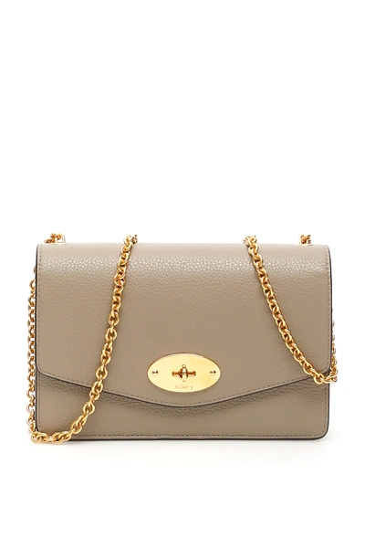 Shop Mulberry Grain Leather Small Darley Bag In Grey,beige