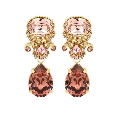 Shop Dolce & Gabbana Crystal-embellished Earrings In Pink