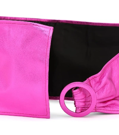 Shop Attico Metallic Leather Belt In Pink