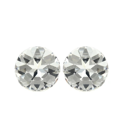 Shop Saint Laurent Crystal-embellished Clip-on Earrings In White