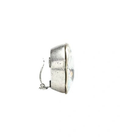 Shop Saint Laurent Crystal-embellished Clip-on Earrings In White