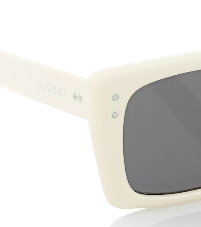 Shop Gucci Rectangular Acetate Sunglasses In White