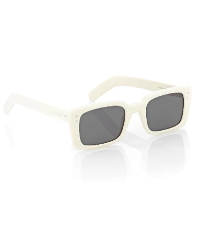 Shop Gucci Rectangular Acetate Sunglasses In White