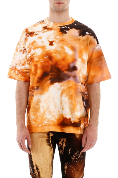 Shop 424 Explosion T-shirt In Orange,pink,brown