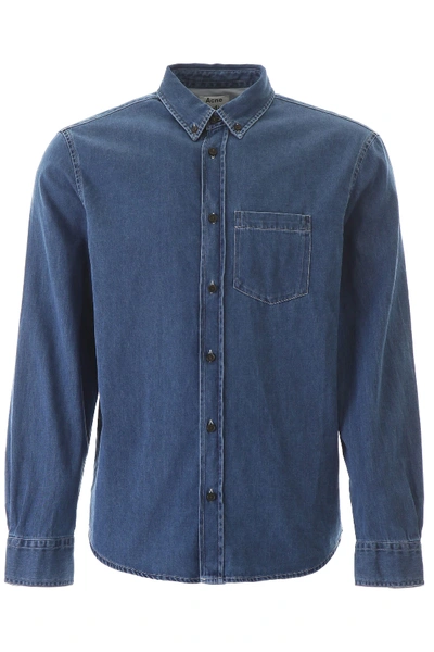 Shop Acne Studios Chambray Denim Shirt In Blue