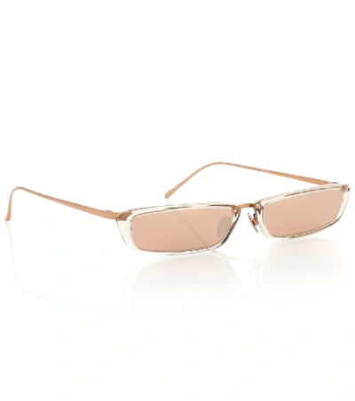 Shop Linda Farrow Rectangular Sunglasses In Gold