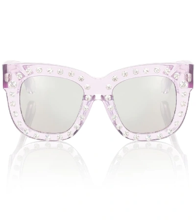 Shop Acne Studios Library Embellished Sunglasses In Purple