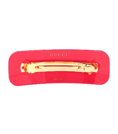 Shop Gucci Embellished Hair Clip In Red