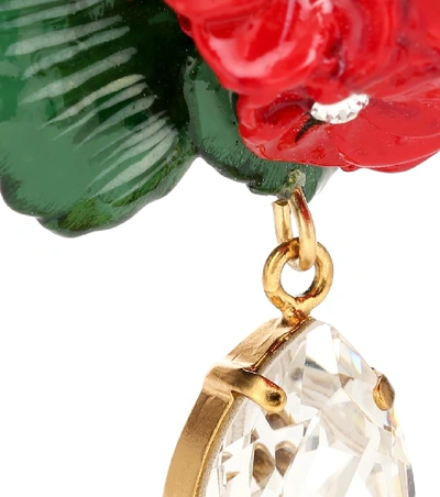 Shop Dolce & Gabbana Floral Clip-on Drop Earrings In Red