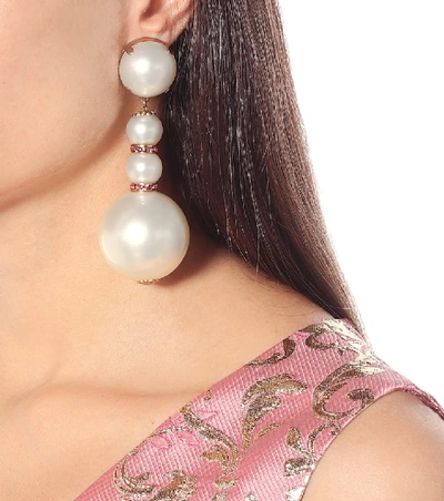 Shop Dolce & Gabbana Embellished Drop Earrings In White