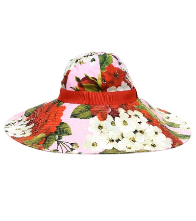 Shop Dolce & Gabbana Floral Cotton Wide-brim Hat In Pink