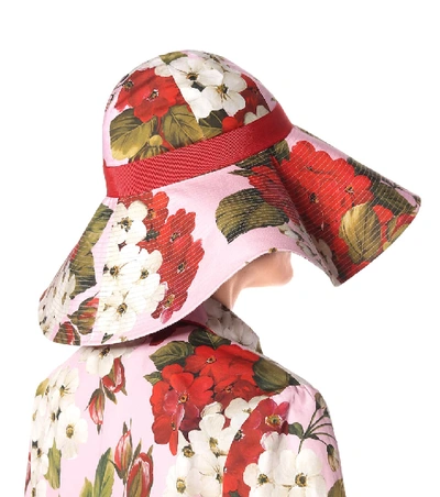 Shop Dolce & Gabbana Floral Cotton Wide-brim Hat In Pink