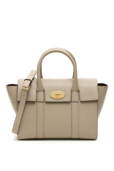 Shop Mulberry Small Bayswater Bag In Beige,grey