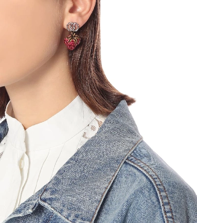 草莓造型水晶耳环