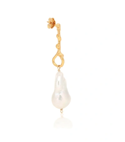 Shop Alighieri The Olive 24kt Gold-plated Earrings With Pearls