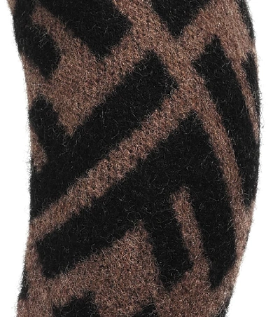 Shop Fendi Printed Wool And Cashmere Headband In Brown