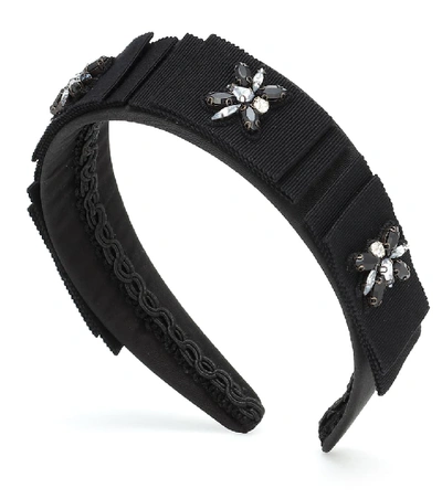 Shop Erdem Embellished Ribbon Headband In Black