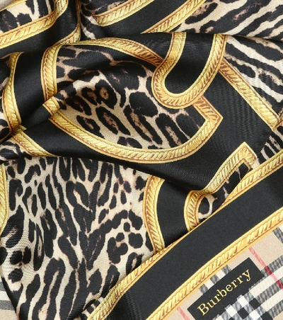 Shop Burberry Printed Silk Scarf In Brown