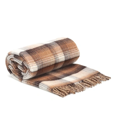 Shop Gucci Gg Reversible Wool Blanket Scarf In Brown