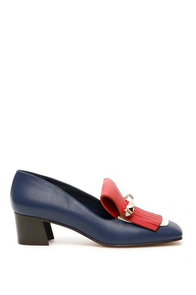 Shop Valentino Multicolor Loafers In Blue,white,red