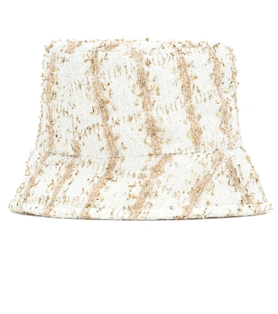 Shop Maison Michel Axel Tweed Bucket Hat In White