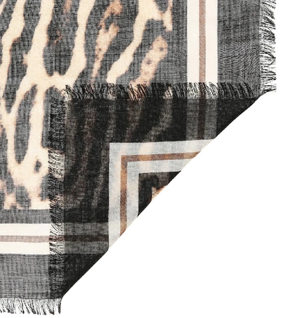 Shop Burberry Monogram Wool And Silk Scarf In Beige