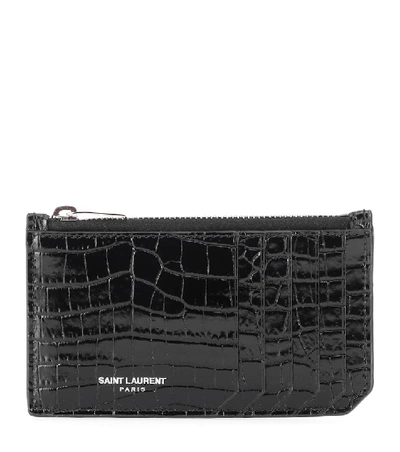 Shop Saint Laurent Classic Paris Leather Card Holder In Black