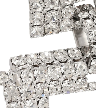 Shop Alessandra Rich Crystal-embellished Clip-on Earrings In Silver